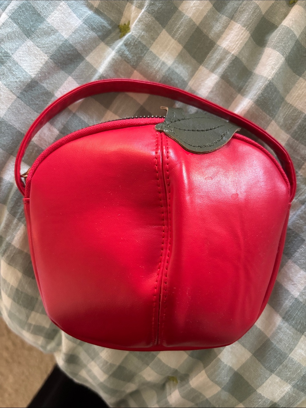 Red Apple-Shaped Girls Wristlet Bag